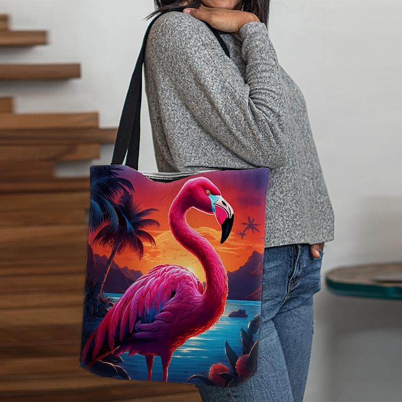 Mujer Bolso Tote Bolsa de hombro Bolsa de lona Poliéster De Compras Diario Festivos Impresión Gran Capacidad Plegable Ligero Flamenco Rojo claro Azul Fucsia 2025 - $19.99 –P2