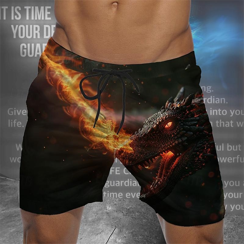 Men's Dragon Swim Trunks Swim Shorts Board Shorts Mid Waist Vacation Hawaiian Holiday Vacation Holiday Beach Drawstring with Mesh lining Elastic Waist Designer Clothing Apparel 2025 - $17.99 –P1