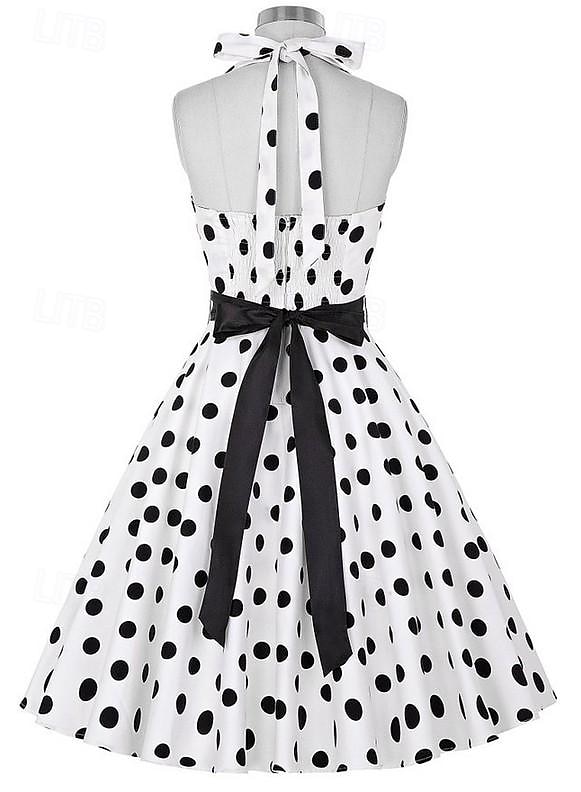 Vestido de bolinhas retro vintage conjuntos de Grease dos anos 1950 vestido estilo A vestido de balançar traje de fantasia de bolinhas carnaval de Halloween baile de máscaras uso diário casual de 2026 por $26.99 –P5