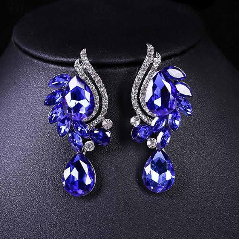 Juego de Joyas 3 piezas Vidrio Legierung 1 Collar Pendientes Mujer Elegante Moda Lujo Geométrico Forma Geométrica Conjunto de joyas Para Boda Fiesta Invitado a la boda 2025 - $23.99 –P1