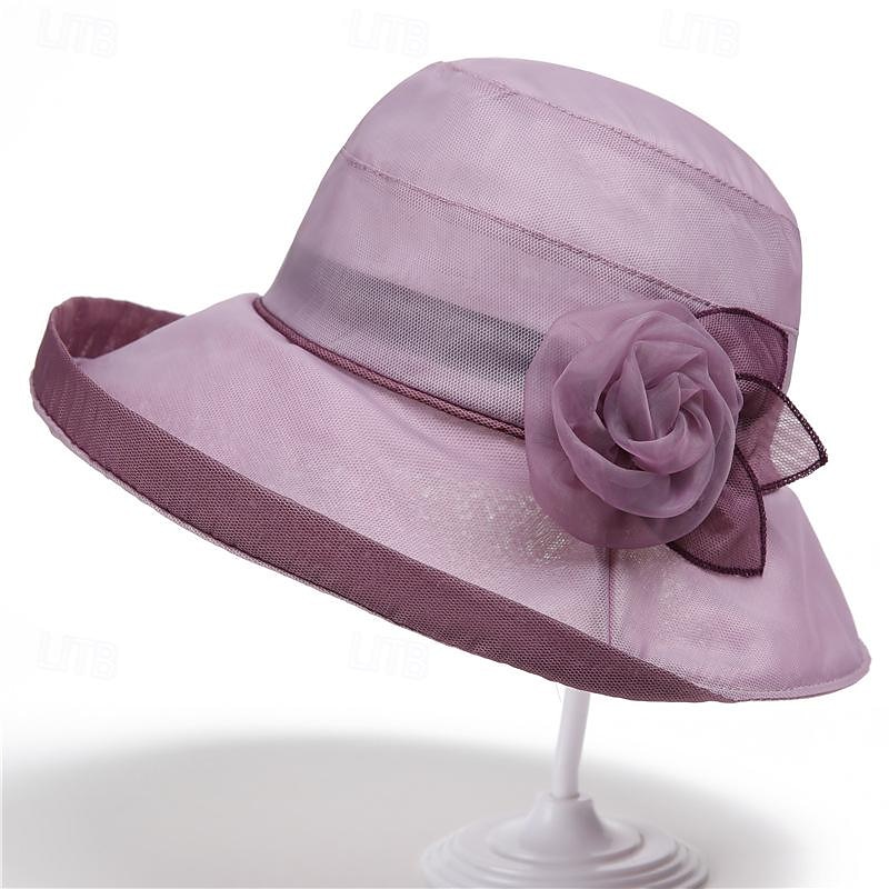 Elegant Retro / vintage Rockabilly Bøtte Hatt Fascinator Strå solhatt Helfarge Kostyme Dame Halloween Maskerade Strand Feriereise Fritid / hverdag Voksen Hatt 2026 - $17.49 –P5
