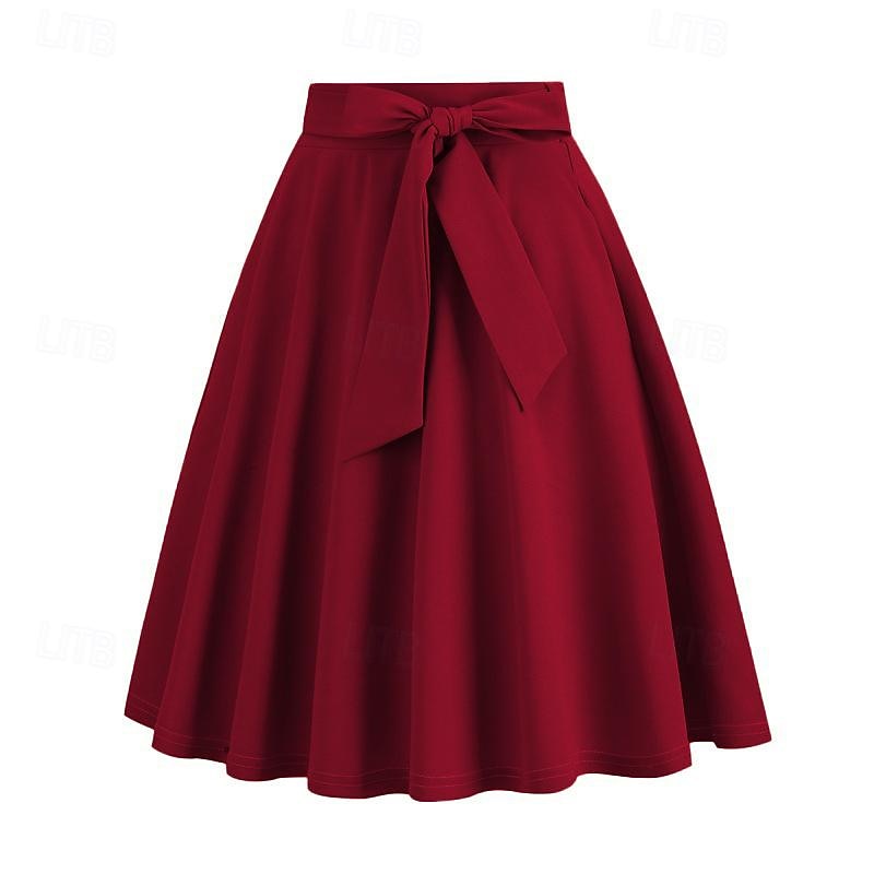 Retro / vintage 1950-tallet Rockabilly Knelengde Swing skjørt Dame Avslappet Dagligdagstøy Te Fest Voksen Skjørte 2025 - $20.99 –P8