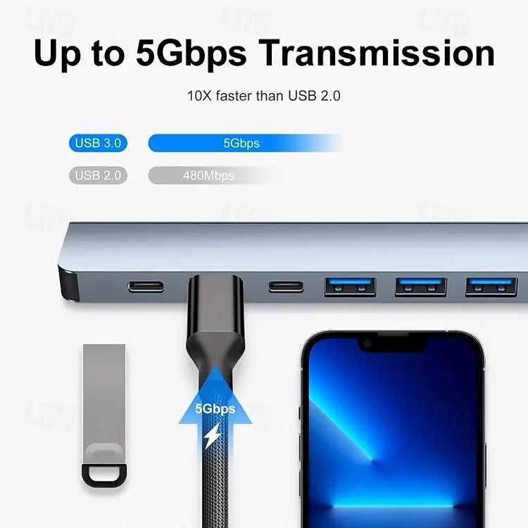 Estación de acoplamiento de 8 en 2 concentradores con conjunto de combinación de unidad flash USB 2025 - $26.99 –P17