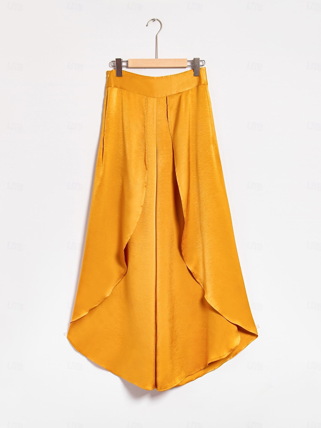 pantaloni alti casual con volant in raso del 2025 a $5.59 –P8