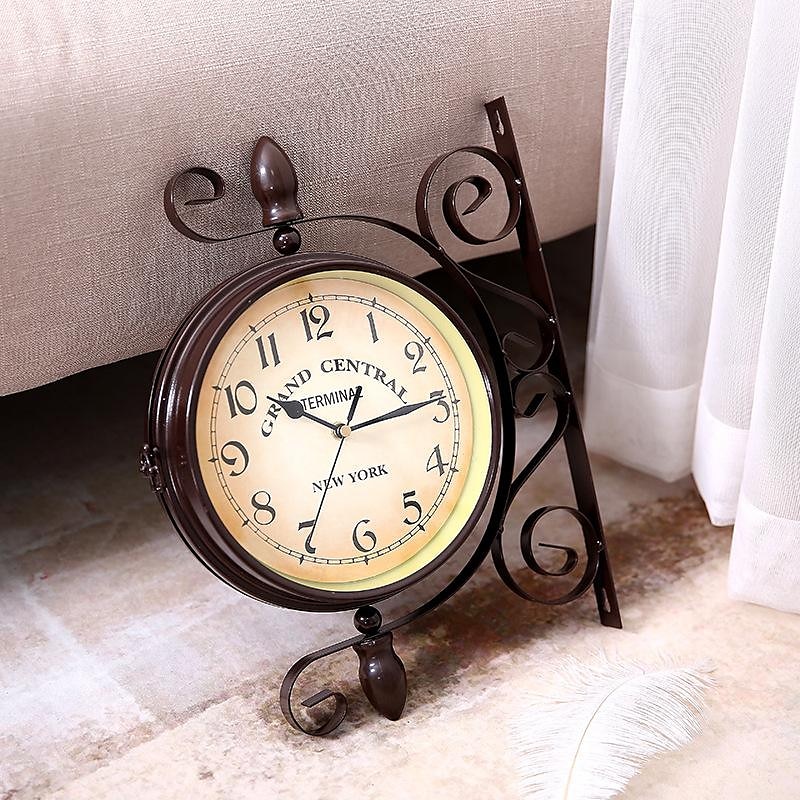 orologio da parete in stile antico retrò orologio da parete da giardino orologio da stazione a doppia faccia, metallo muto, per cucina ufficio orologio scolastico da 8 pollici del 2025 a $75.99 –P3