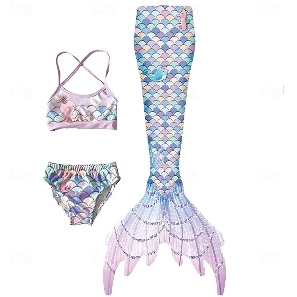 Bambino Da ragazza Tre pezzi Costume da bagno da sirena Costumi da bagno Esterno Bilance Costumi da bagno 2-12 anni Estate Bianco Giallo del 2025 a $26.99 –P7