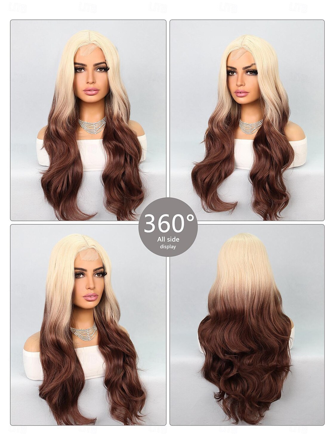 Synthetic Lace Wig Natural Wave Style 26 inch Multi-color Middle Part U Part Wig Women Wig Brown / White 2025 - $36.99 –P2