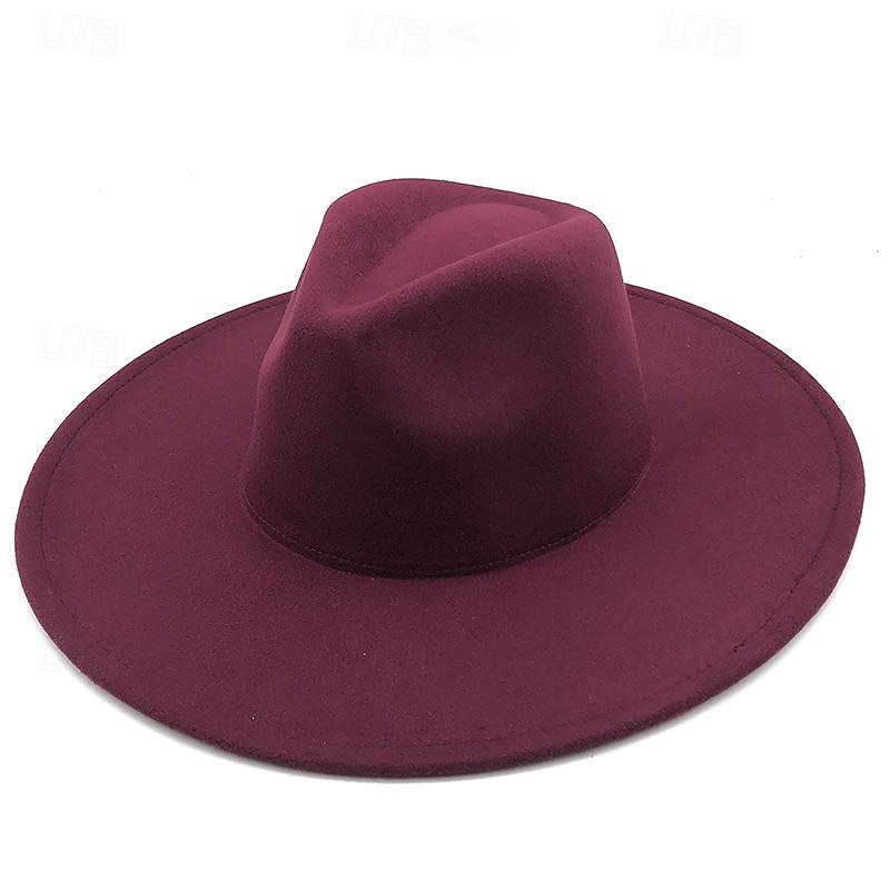 Punk Gothic Wide Brim Hat Fedora Hat Witchy Stiff Women's Fashion Accessory Black Wool Wide Brim Steampunk Witch Hat 2025 - $21.99 –P7