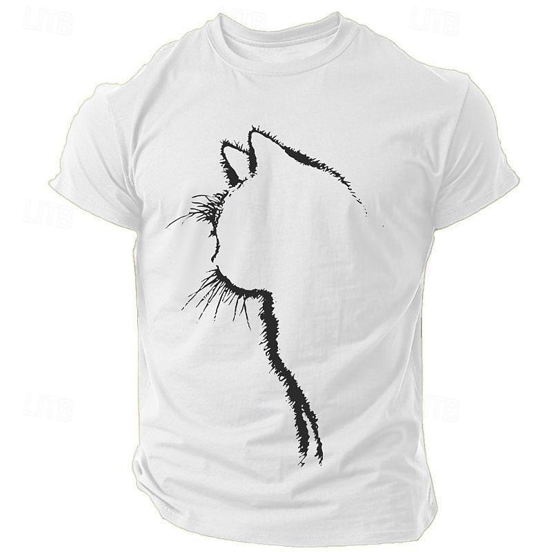 Herren Kurzarm T-Shirt mit Katzen-Silhouette Grafik 2026 - $17.49 –P4