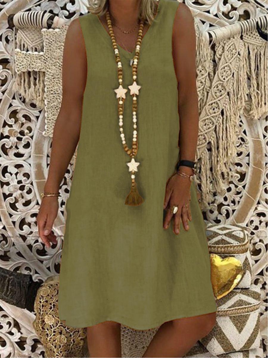 Women's Black Yellow Wine Summer Spring Mini Dress Cotton Linen Dresses Sundress Casual Vacation Daily Beach Regular Fit Plain V Neck 2025 - $19.99 –P5