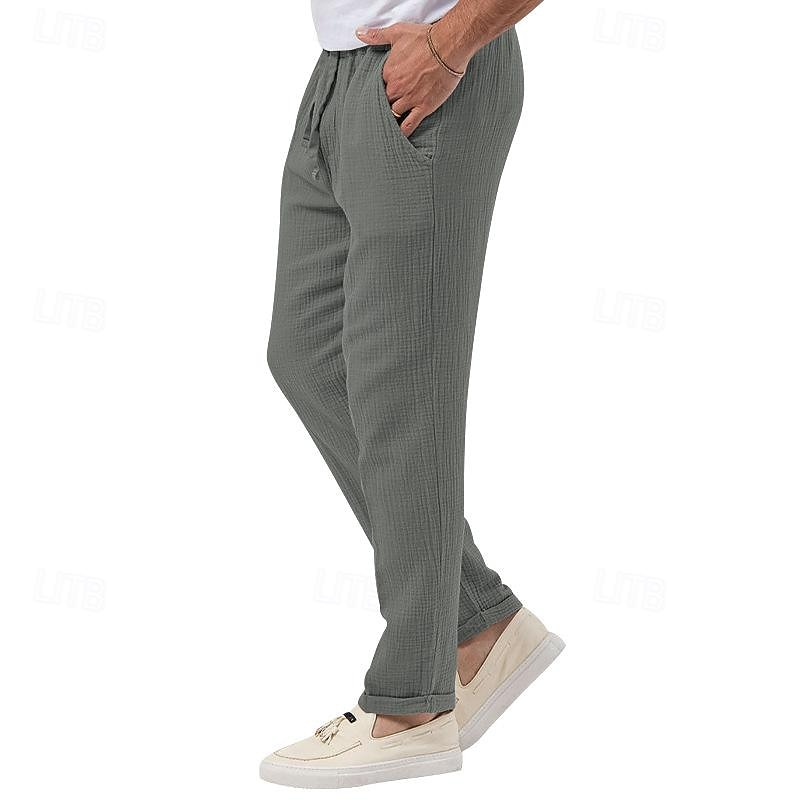 Pánské Kalhoty Plážové šortky Kalhoty pro volný čas Kalhoty Seersucker Šňůrky Elastický pas Straight-Leg Bez vzoru Pohodlné Prodyšné Denní Dovolená Streetwear Módní Na běžné nošení Černá Bílá 2025 - $20.99 –P12