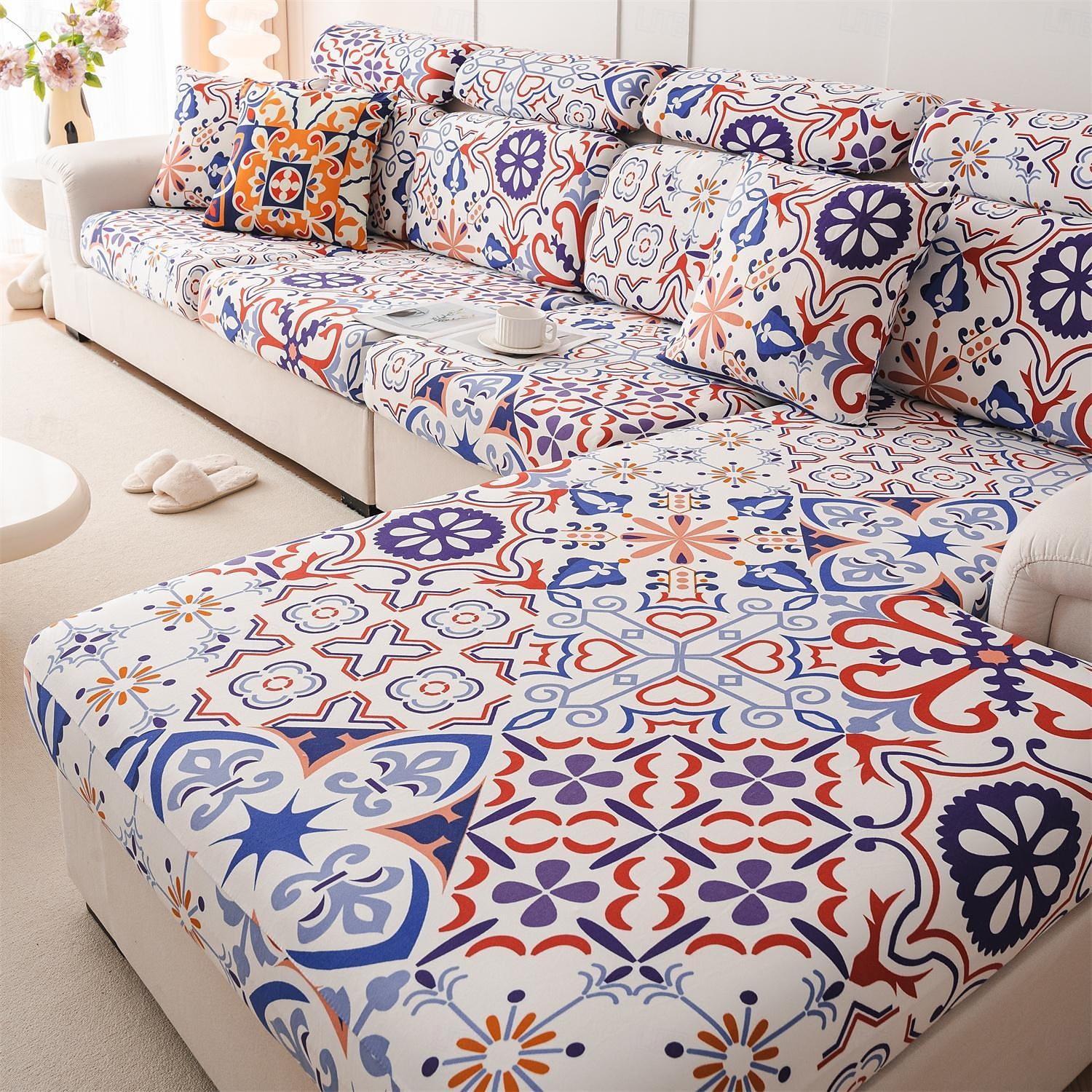 Housse de canapé magique housse de coussin de canapé extensible style bohème, protecteur de meubles antidérapant pour housse de siège sectionnelle 1/2/3/4, housses de canapé en forme de L, housse de de 2025 ? $15.49 –P7