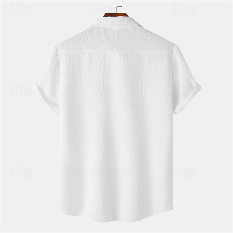 Per uomo Camicia Camicia Estiva Camicia casual Camicia da Spiaggia Camicia con Bottoni Bianco Verde chiaro Blu marino Blu Viola Manica Corta Semplice Bavero Vacanza Camicia hawaiana Tasca del 2026 a $27.99 –P4