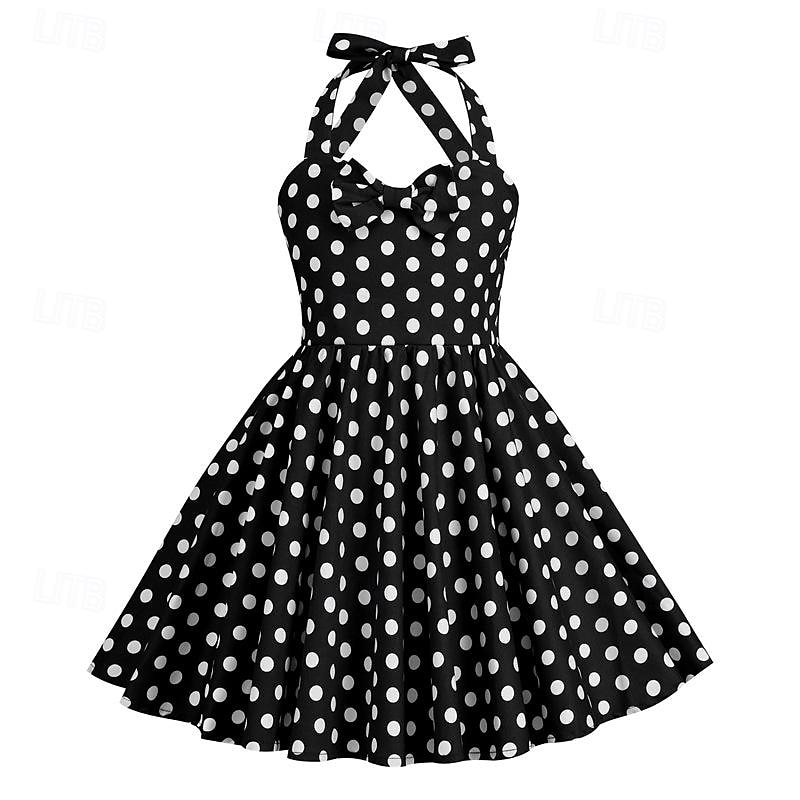 Retro 50. léta Rockabilly Šaty Houpací šaty Puntíky Dívčí Karneval Plesová maškaráda Denní nošení loučení se svobodou nevěsty Dětské Šaty 2025 - $27.99 –P7