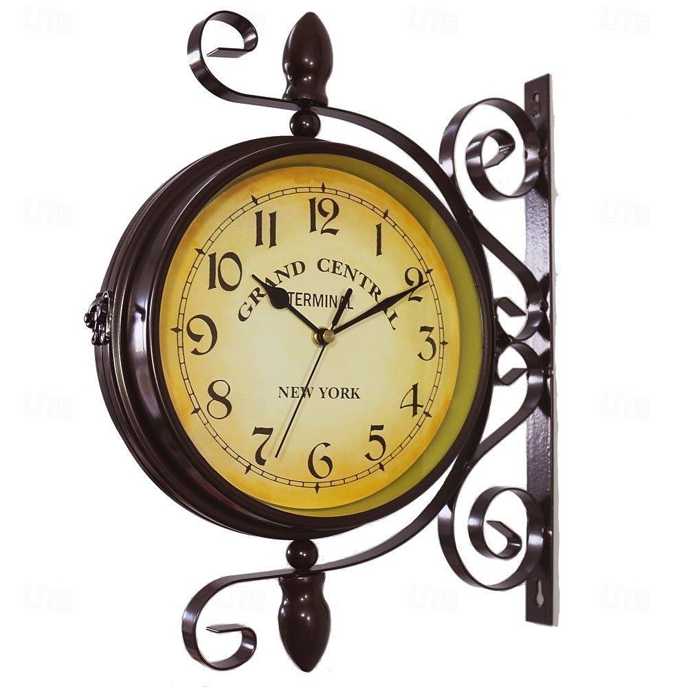orologio da parete in stile antico retrò orologio da parete da giardino orologio da stazione a doppia faccia, metallo muto, per cucina ufficio orologio scolastico da 8 pollici del 2025 a $75.99 –P5