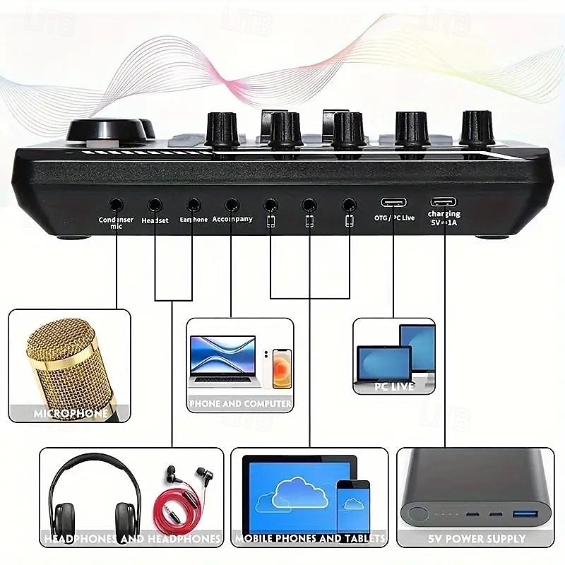 Stream and Cast with Ease USB Sound Card Rechargeable DJ Mixer Voice Effects  Perfect for Podcasts & Gaming 2025 - $41.99 –P4