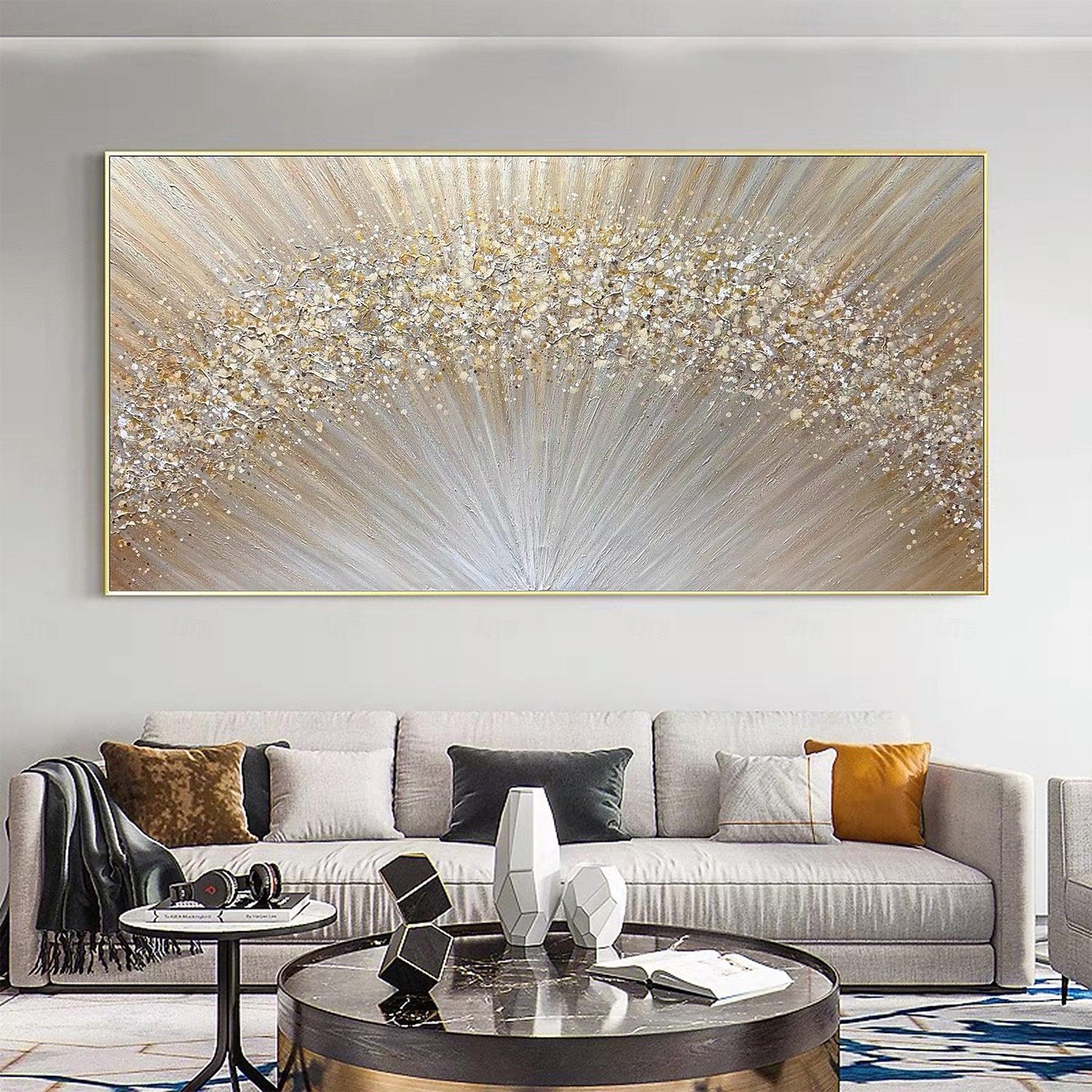 Large hand painted Abstract Gold Texture Oil Painting on Canvas hand painted Minimalist Yellow Ripple Acrylic Painting Modern artwork painting for Living Room Wall Art Decor 2025 - $77.99 –P3
