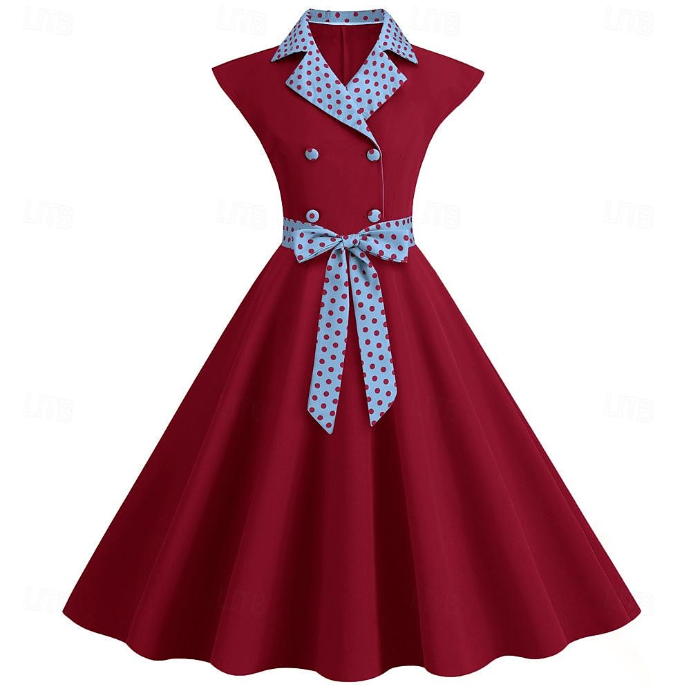 Retro / vintage 1950 rockabilly Rochii Rochie leagăn Buline Pentru femei Carnaval Mascaradă Purtare Zilnică Petrecerea Burlăcițelor Adulți Rochie Rochii de acasă 2025 - $24.99 –P8