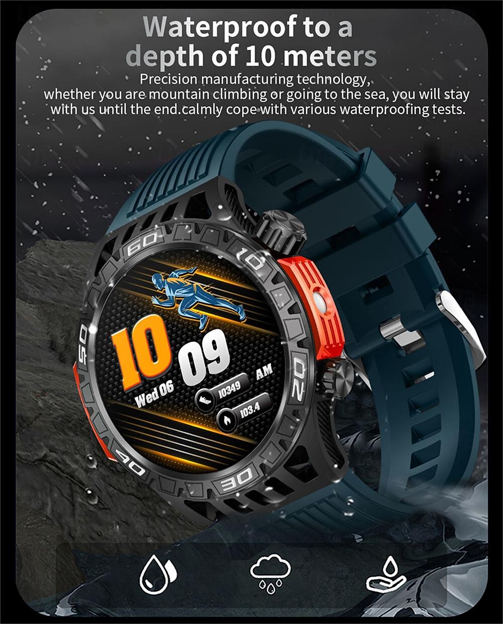 ceas inteligent ht22 ecran de 1,46 inchi apel bluetooth ip68 lanternă cu led rezistentă la apă baterie mare 100 sport gps pistă de fitness ceas inteligent 2025 - $46.99 -P11
