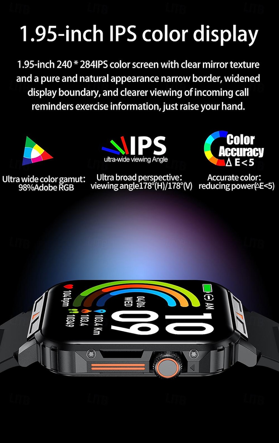 2025年 iMosi L81 スマートウォッチ 1.95 インチ スマート·ウォッチ ブルートゥース 歩数計 着信通知 睡眠サイクル計測器 と互換性があります Android iOS 女性 男性 ハンドフリーコール 防水 メディアコントロール IP68 44mmの時計ケース コレクション – $35.99 –P3