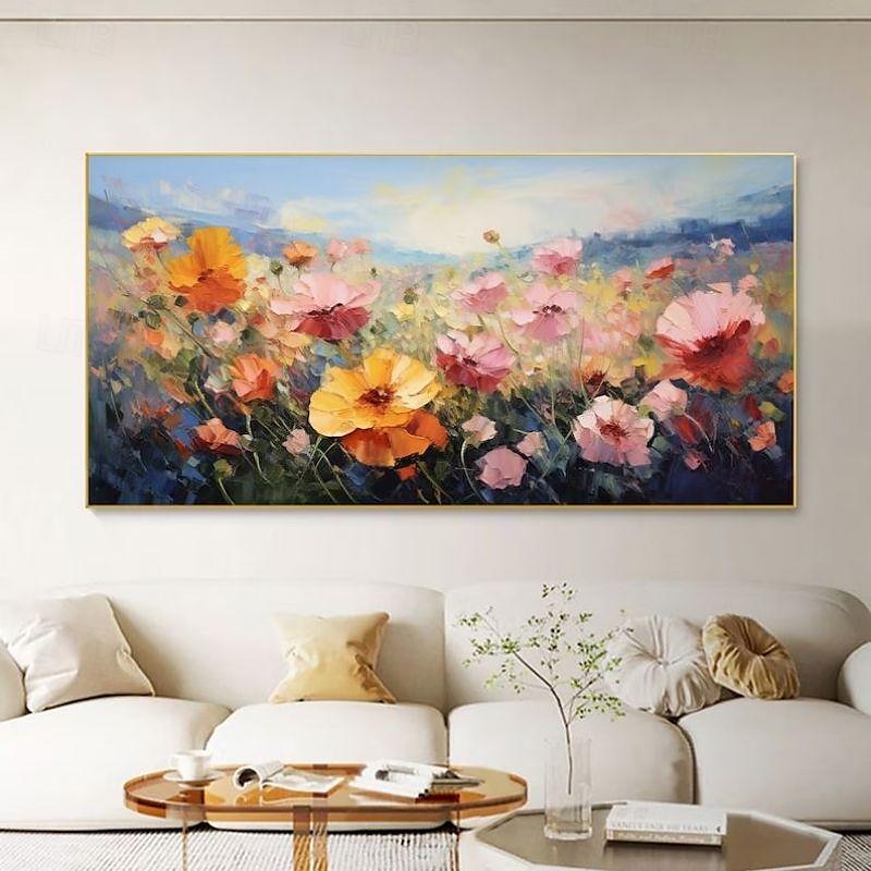 Handgefertigtes Ölgemälde auf Leinwand, Wandkunst, Dekoration, moderne abstrakte Blumenlandschaft für Heimdekoration, gerolltes, rahmenloses, ungedehntes Gemälde 2025 - $85.99 –P1