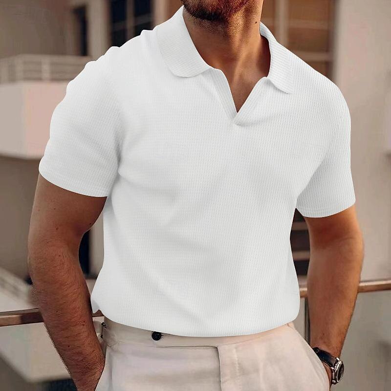 Per uomo Polo a nido d'ape Camicia da golf Golf Informale Sport Bavero Manica corta Essenziale Moderno Liscio Classico Primavera estate Standard Nero Bianco Blu Cachi Grigio Polo a nido d'ape del 2025 a $17.99 –P5