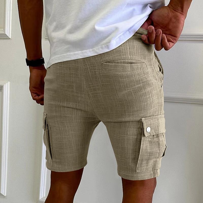 Homme Short Cargo Short Cordon Taille elastique Multi poche Plein Vestimentaire Court Extérieur du quotidien Sortie Mode Classique Noir Jaune de 2025 ? $27.99 –P18