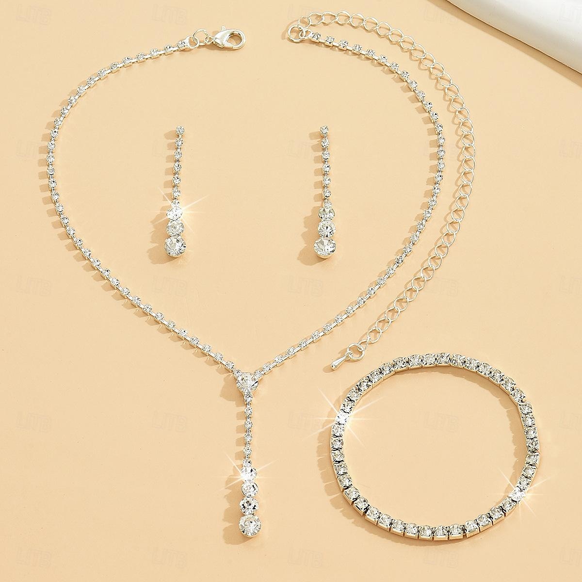Seturi de bijuterii 4 buc Ștras Aliaj Cercei Coliere Brățări Pentru femei Elegant Epocă Modă Geometric Geometric Shape Set de bijuterii Pentru Nuntă Aniversare Invitat la nunta 2025 - $12.99 –P6