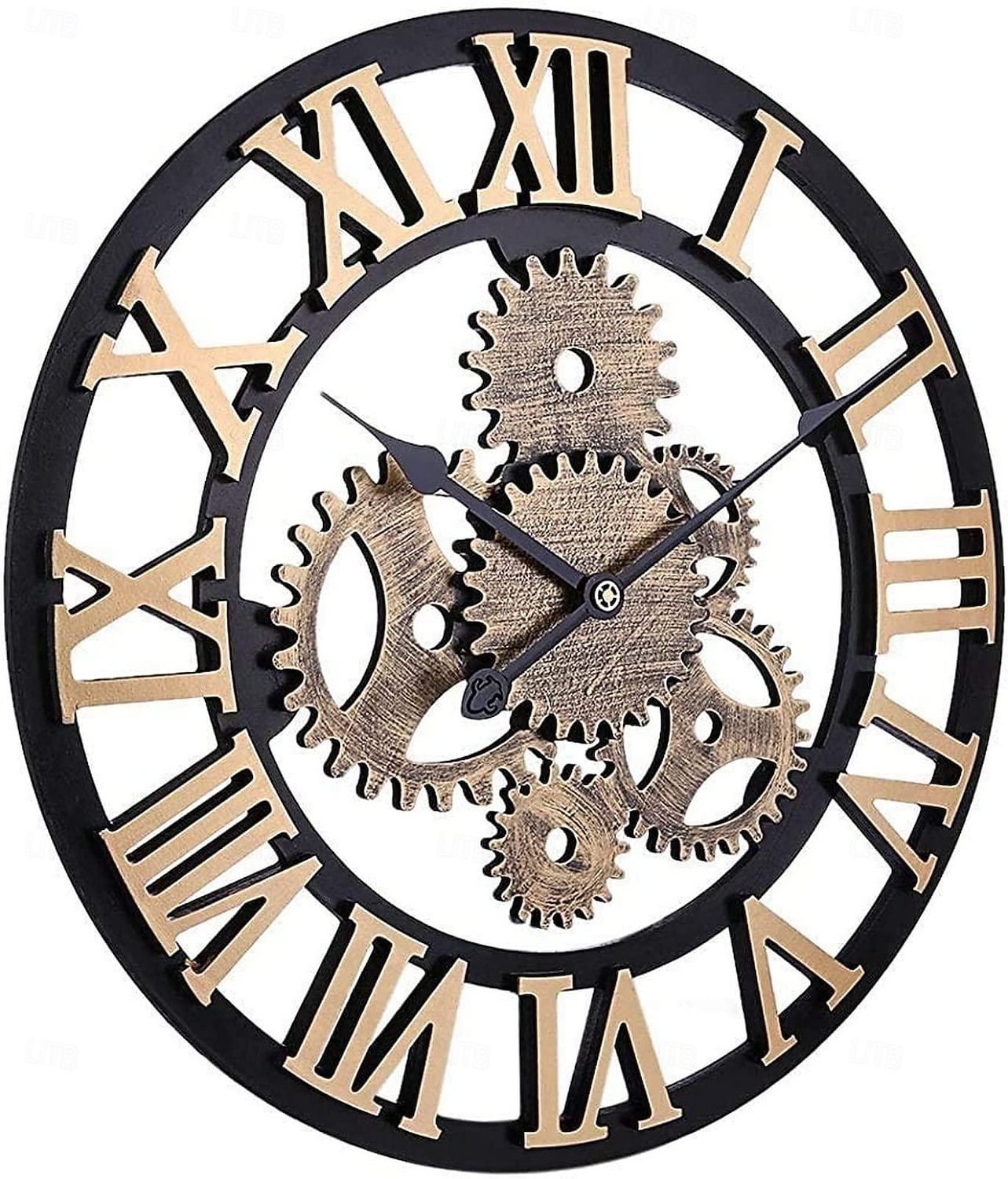 dřevěné evropské retro nástěnné hodiny zlaté římské ozubené hodiny dekorativní luxusní klasické quartzové hodiny moderní design pro domácí dekoraci nástěnné hodiny 58 cm 2026 - $110.99 –P6