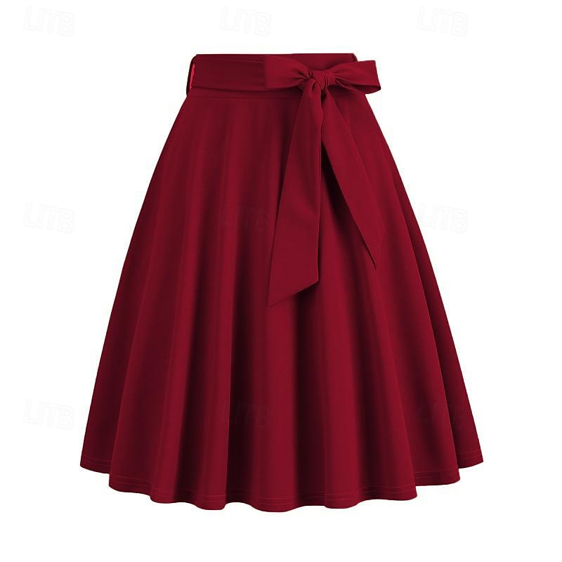 Retro / vintage 1950-tallet Rockabilly Knelengde Swing skjørt Dame Avslappet Dagligdagstøy Te Fest Voksen Skjørte 2025 - $20.99 –P12