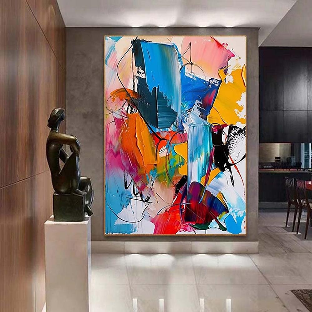 kleurrijk pattle knife schilderij handgemaakt schilderij extra groot abstract schilderij groot canvas kunst schilderij voor woonkamer oversized muurkunst moderne abstracte kunst schilderij voor 2025 - $116.99 –P2