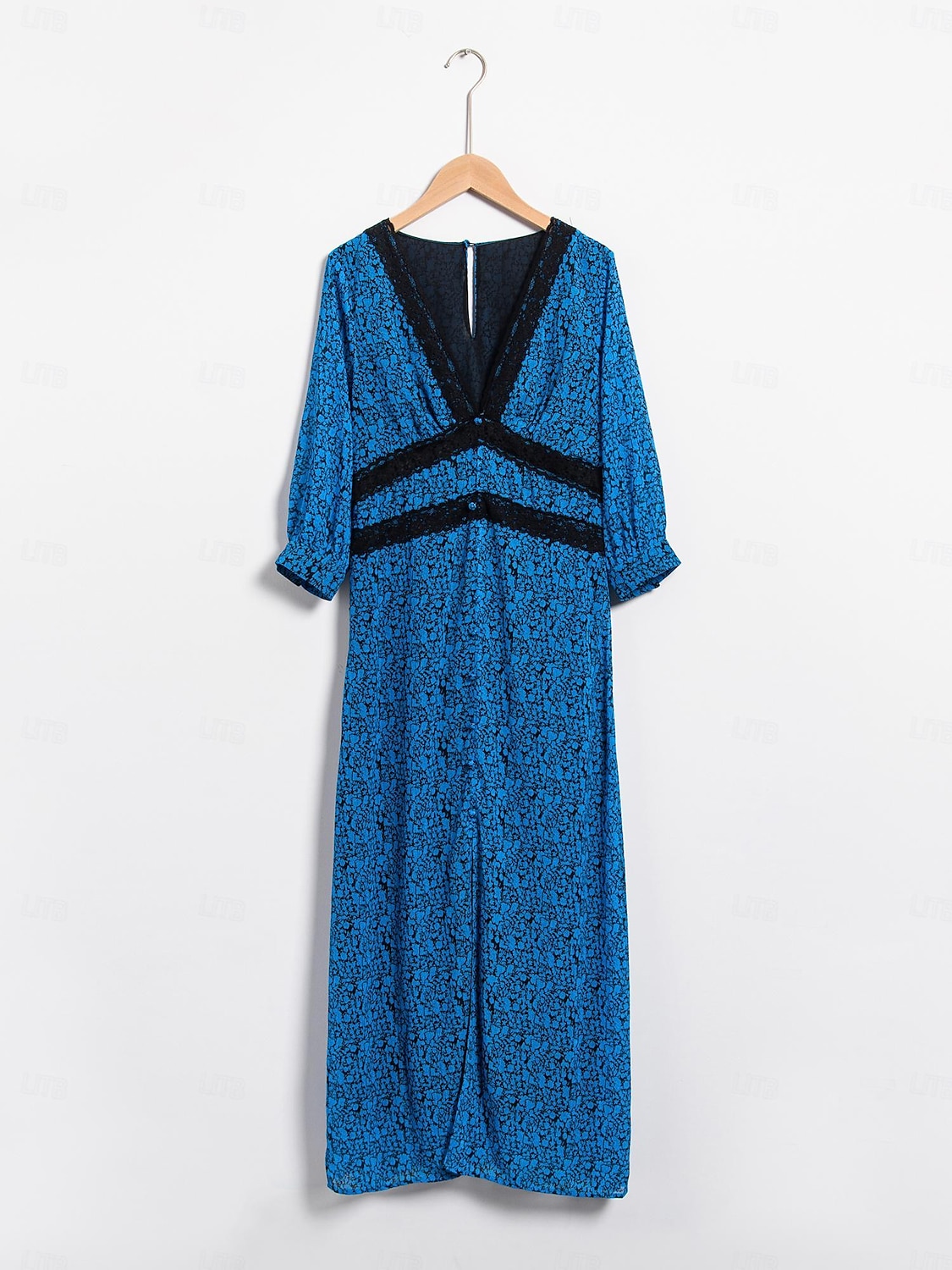 Femmes Robe trapèze Robe Fleurie Robe Imprimée Robe Midi Bleu Manches mi-longues Fleurs / Plantes Style Floral Imprimé Longue Printemps & Été Col en V Façade en V Doux Date S M L de 2025 ? $103.99 –P9