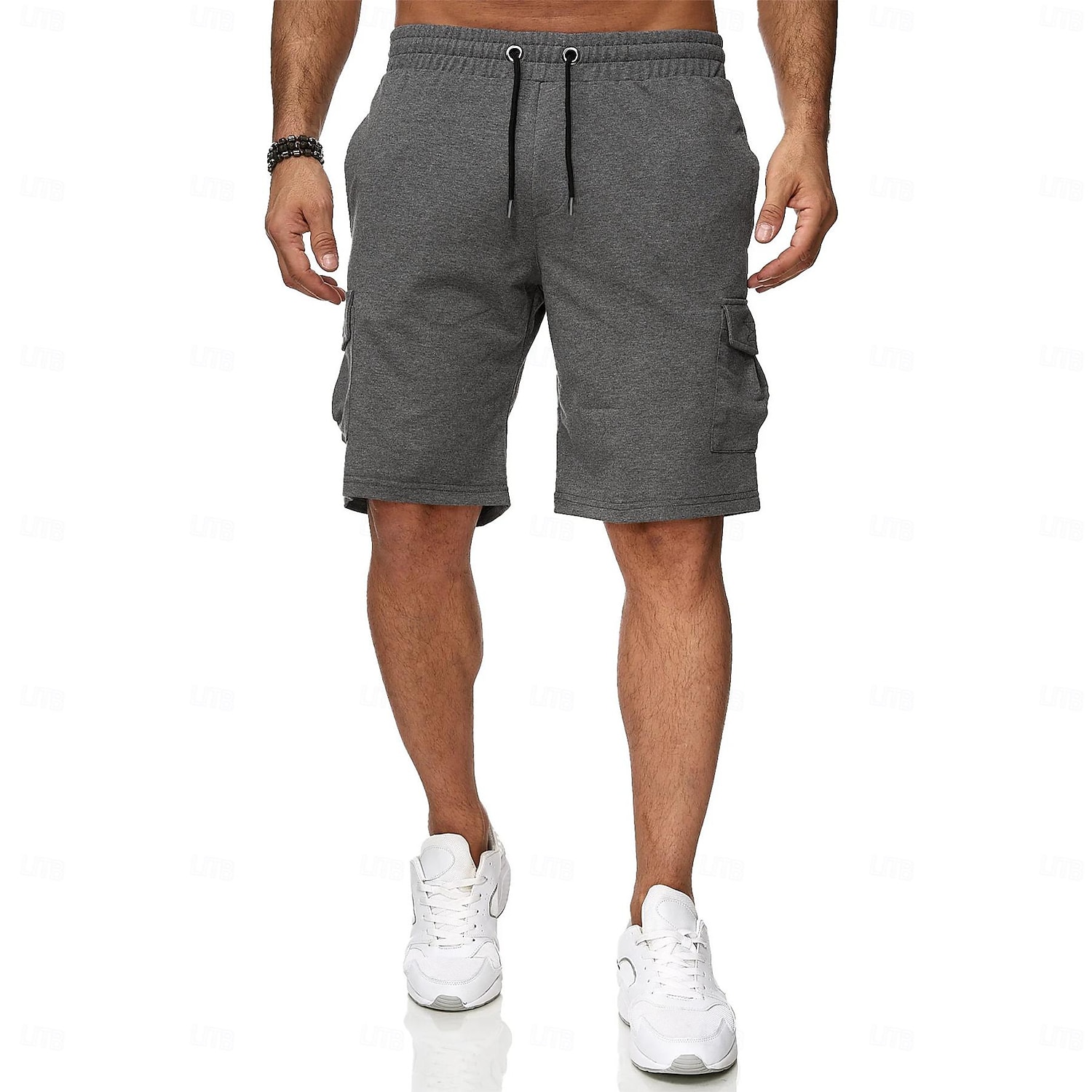 Men's Athletic Shorts Sweat Shorts Casual Shorts Drawstring Solid Colored Cycling Outdoor Knee Length Outdoor Leisure Sports Shorts Athleisure Black Blue Micro-elastic 2026 - $17.99 –P4