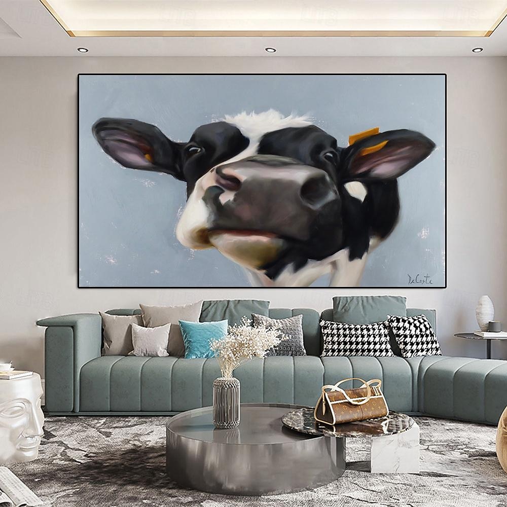 peinture à l'huile peinte à la main peinture de texture de vache colorée art mural peinture originale sur toile extra large art mural carré ferme bovins vache peinture mur art photo pour salon de 2025 ? $108.99 –P3