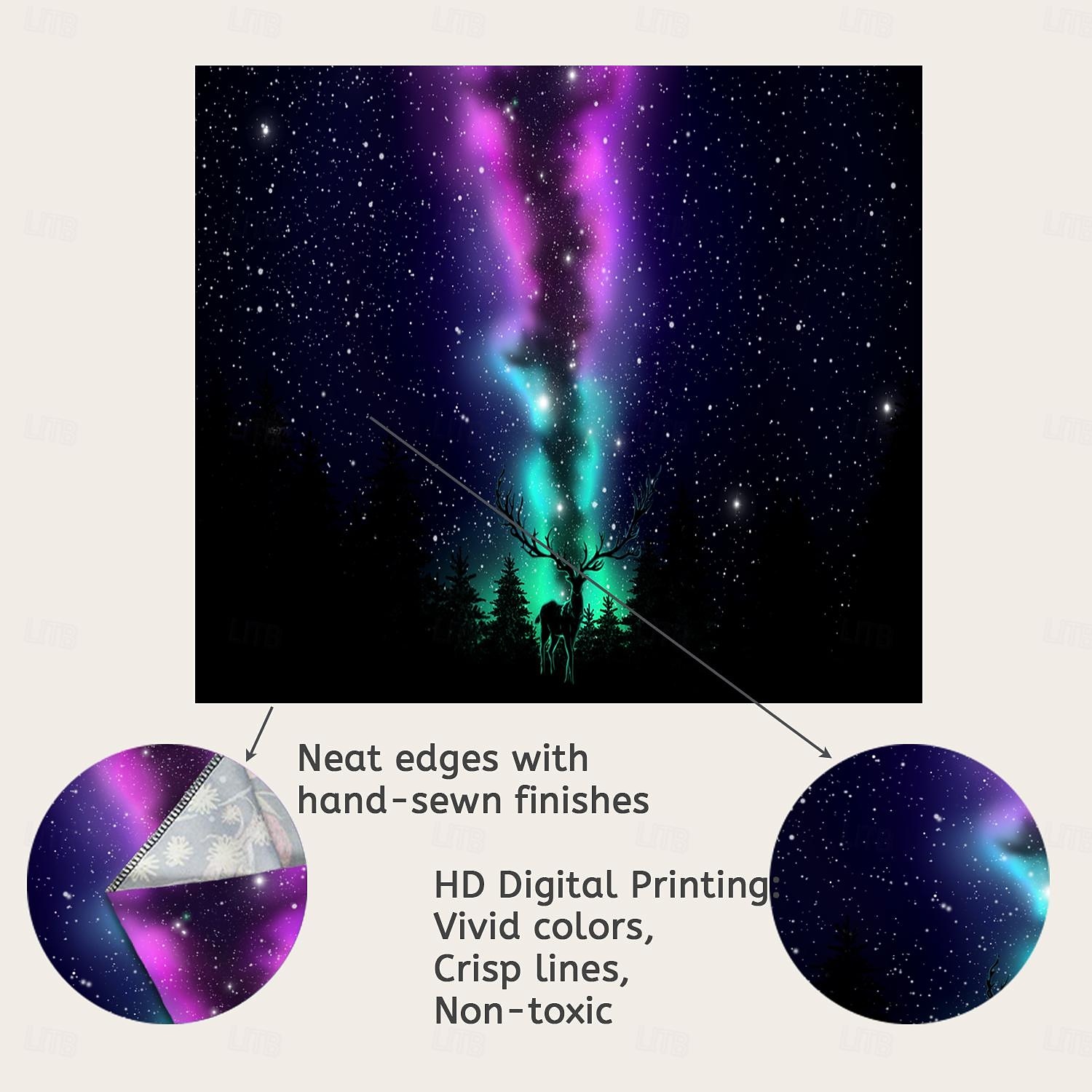 Blacklight Tapestry UV Reactive Glow in the Dark Glow Party Neon Psychedelic Trippy Misty Hanging Tapestry Wall Art Mural for Living Room Bedroom Star Lion 2026 - $24.99 –P3