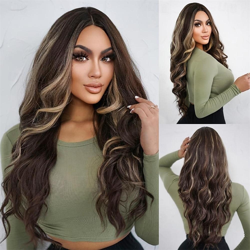 Long Ombre Blonde Brown Wavy Wigs for Women Natural Synthetic Curly Wig Heat Resistant Fiber Wigs for Daily Cosplay 2025 - $25.99 –P17