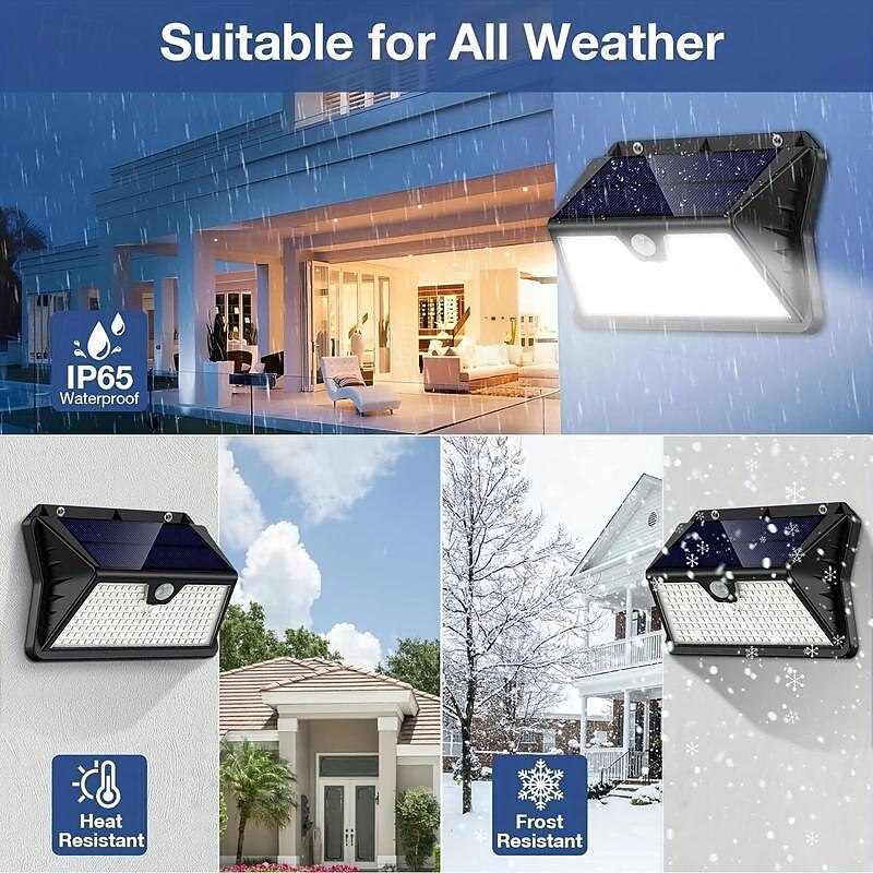 1PC Outdoor Solar Light with Motion Sensor, 185 LED 3 Modes Outdoor Solar Light 1800mAh IP65 Waterproof LED Outdoor Wall Light For, Garden, Patio, Garage, Front Door, Pool, Steps, Fence 2026 - $26.99 –P10