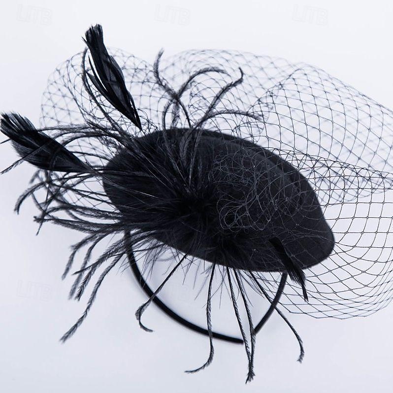 Elegant Retro / vintage Fascinatorhatt Fascinator Slør pannebånd Brude Kostyme Dame Karneval Maskerade Fest / aften Utdrikningslag Voksen Hodeplagg 2026 - $17.49 –P1