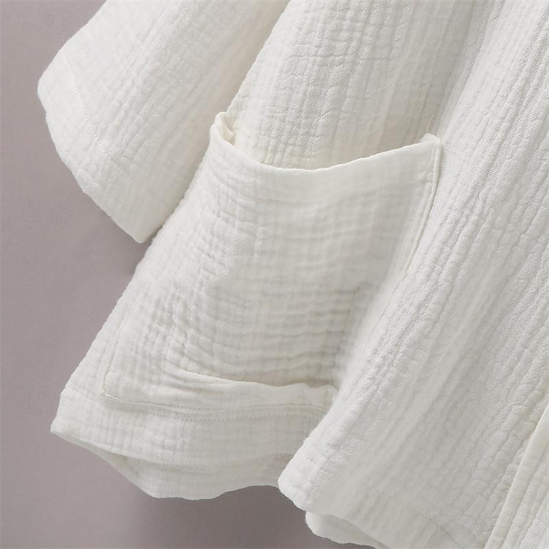 Per uomo Camicia Camicia di lino Camicia bianca di cotone Camicia Estiva Camicia da Spiaggia Camicia in cotone e lino Semplice Vacanza Camicia hawaiana Bianco Manica Lunga Collo Camp Primavera del 2025 a $27.99 –P7