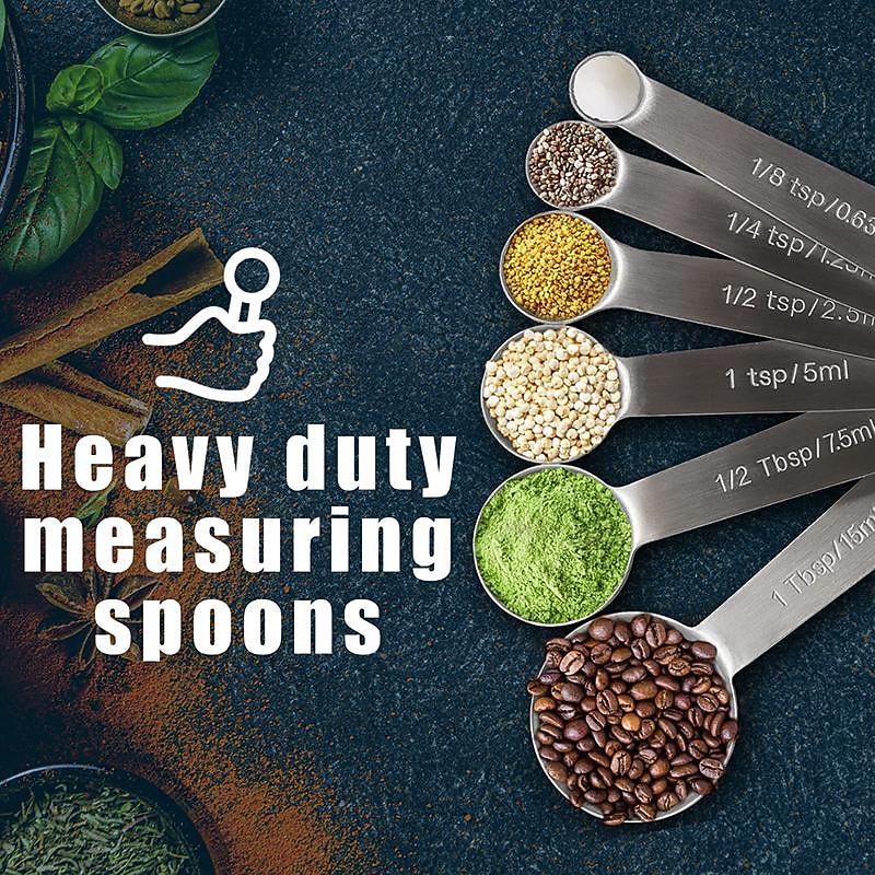 Measuring Spoon Set Stainless Steel Measuring Spoons Set of 6 Metal Measuring Spoon for Measuring Dry and Liquid Ingredients of Cooking Baking 2026 - $15.99 –P2