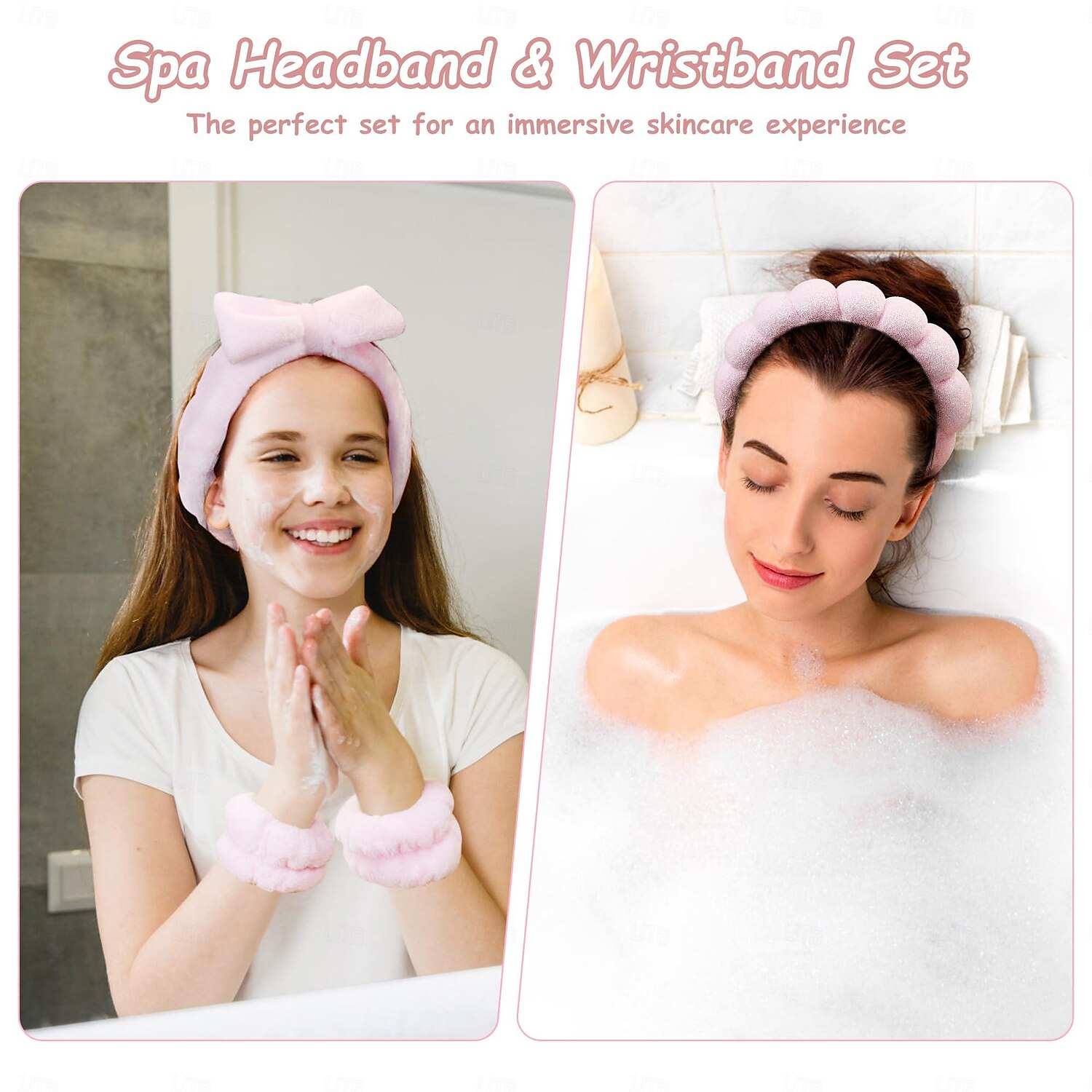 Spa Headband for Washing Face, Skincare Headbands and Wrist bands Set, Terry Cloth Makeup Headband, Puffy Anti-Slip Face Wash Headbands for Women for Facial Cleaning, Makeup 2025 - $6.99 –P2