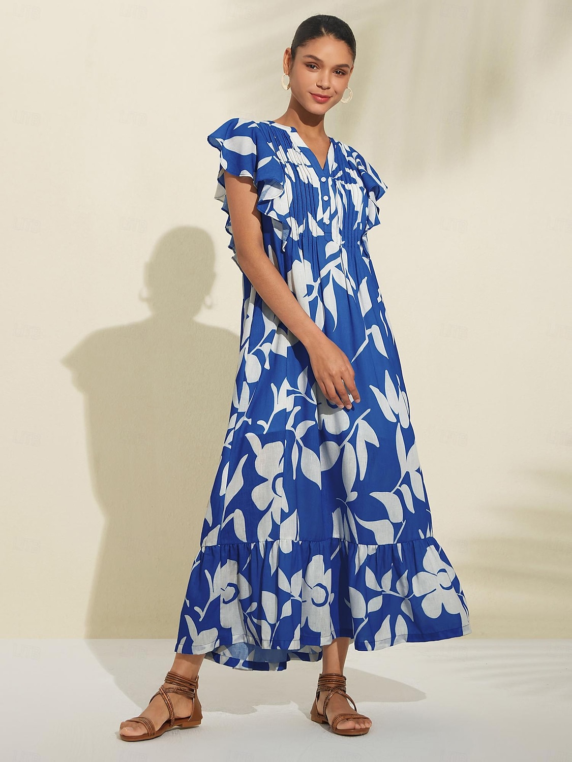 Casual Floral Pleated Maxi Dress 2024 - $59.99 –P5