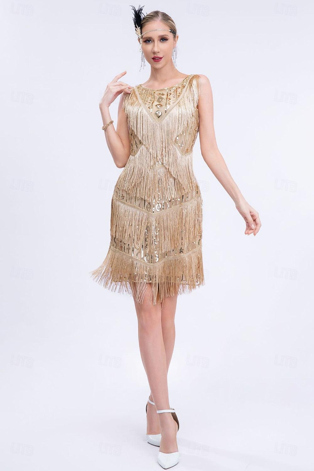 Retró Ordító 20-as évek 1920-as évek Flapper ruha Felszerelések Koktélruha A nagy Gatsby Flapper lány Esküvői Vendég Flitter Női Esküvő Esküvői vendég Buli / Este Felnőttek 1 Karkötő Ruha Kesztyűk 2025 - $86.99 –P10