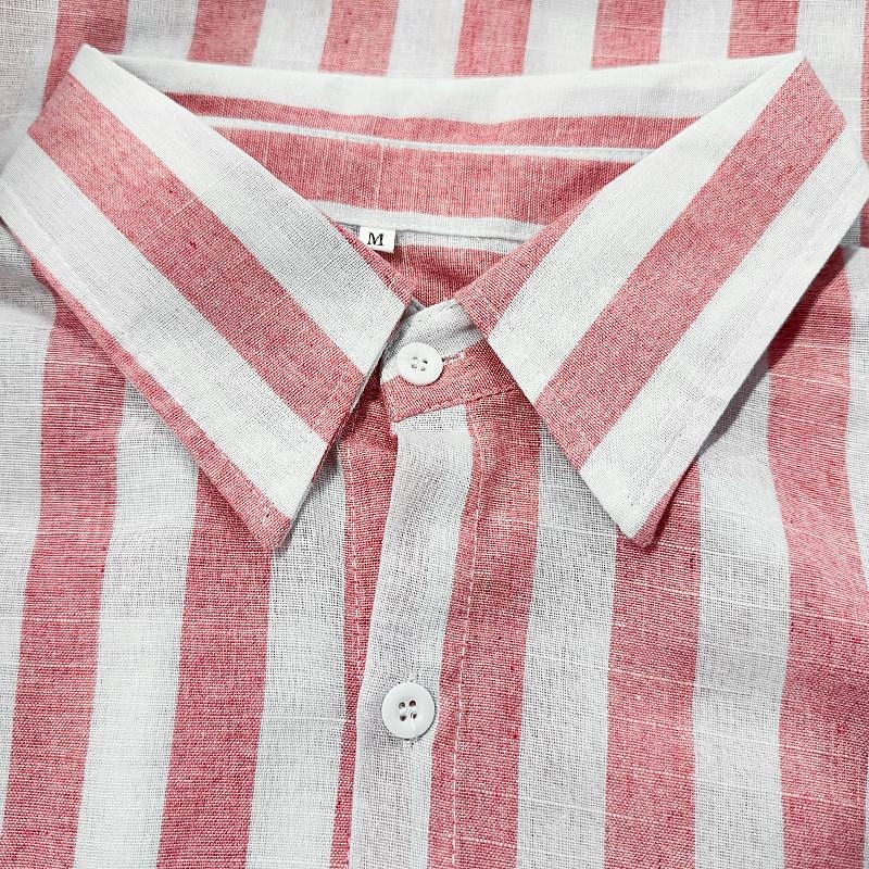 Herren Hemd Leinenhemd Sommerhemd Freizeithemd Strandhemd Knopfhemd Gestreift Urlaub Ferien Schwarz Gelb Rosa Rot Langarm Umlegekragen Frühling & Herbst Bekleidung Button-Down 2025 - $28.99 –P7