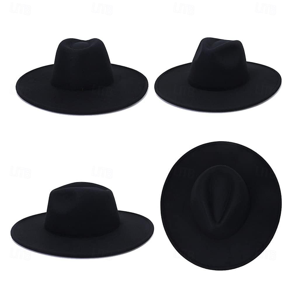 Punk Gothic Wide Brim Hat Fedora Hat Witchy Stiff Women's Fashion Accessory Black Wool Wide Brim Steampunk Witch Hat 2025 - $21.99 –P3