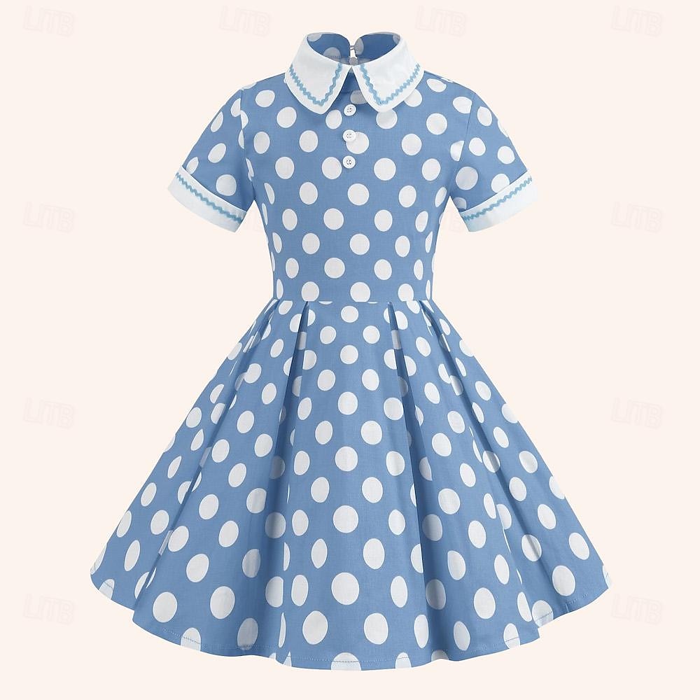 Retro Vintage 1950er Rockabilly Midlänge Kleid Swing-Kleid Ausgestelltes Kleid Tupfen Damen Maskerade Maskerade Date Junggesellinnenabschiedsparty Kinder Kleid Abschlussballkleider Frühling & Sommer 2025 - $34.99 –P5