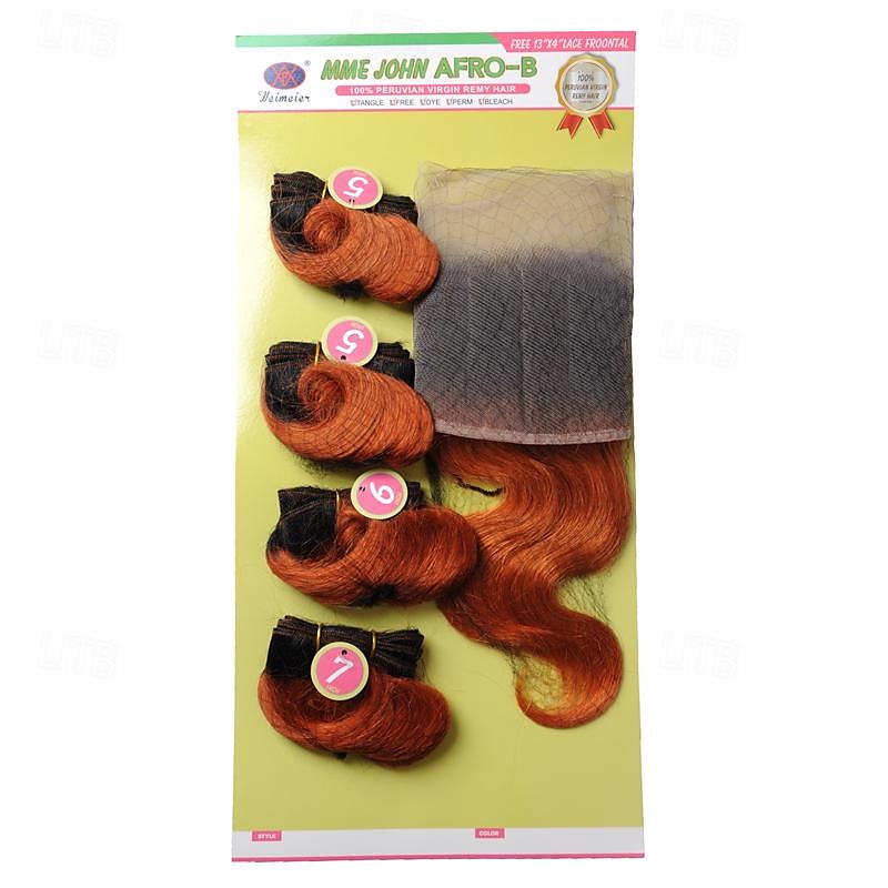 țesătură păr bătătură afro-b 13*4 dantelă frontală păr uman păr virgin 4 pachete/pachet corp ondulat blond negru maro extensii de păr 2025 - $66.99 –P6