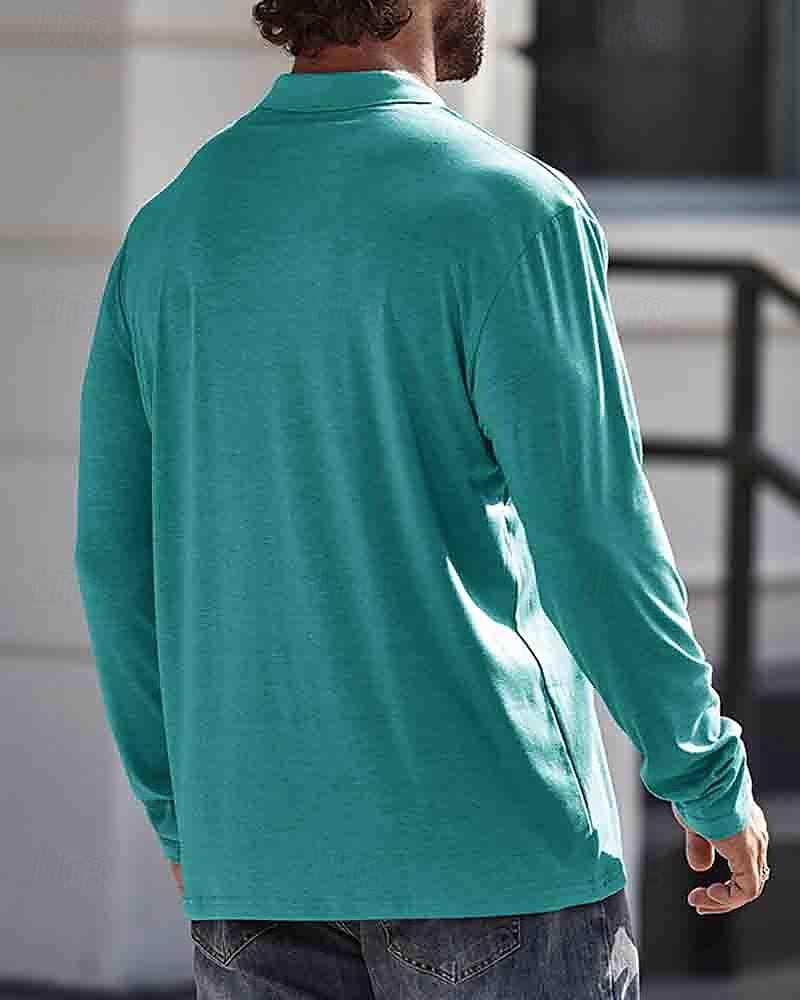 Herren Poloshirt aus Baumwolle Golfhemd Arbeit Casual Kargen Langarm Basic Modern Glatt Taste Tasche Frühling & Herbst Regular Fit Dunkelrot Wein Aprikose Dunkelgrau Wasserblau Schwarz Poloshirt aus 2025 - $18.99 –P14