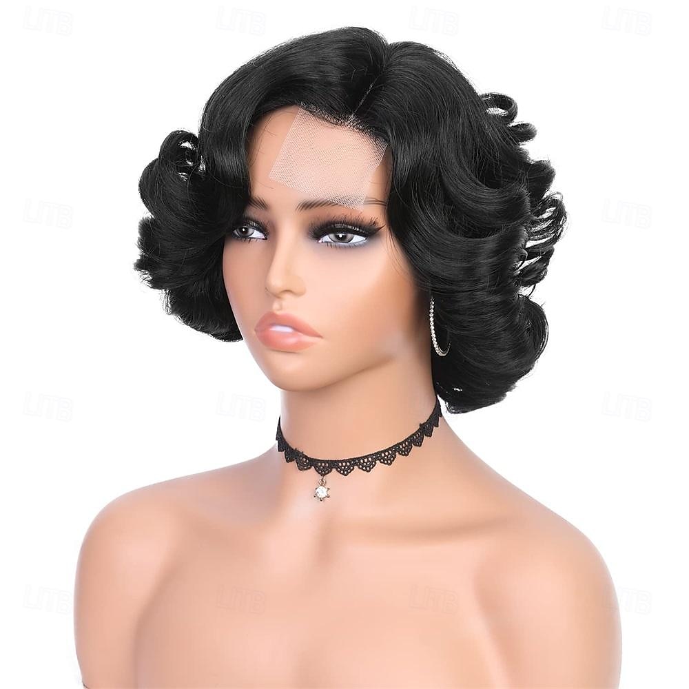 korte krullende bob pruiken losse golf zijdeel pruik voor zwarte vrouwen korte body wave bob synthetische pruik 2025 - $20.99 –P6