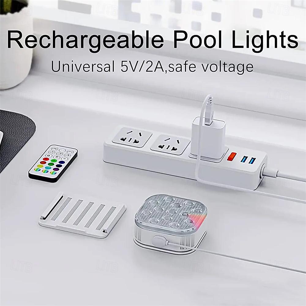 2pcs Rechargeable Submersible Pool LED Light with Remote Control, LED Underwater Light Multicolor LED Diving Pool Light USB Timer Color Changing Aquarium Fish Tank Night Light 2025 - $66.99 –P11